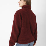 Saco Sherpa Fleece Snap F Para Mujer Color Rojo-2
