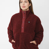 Saco Sherpa Fleece Snap F Para Mujer Color Rojo-3