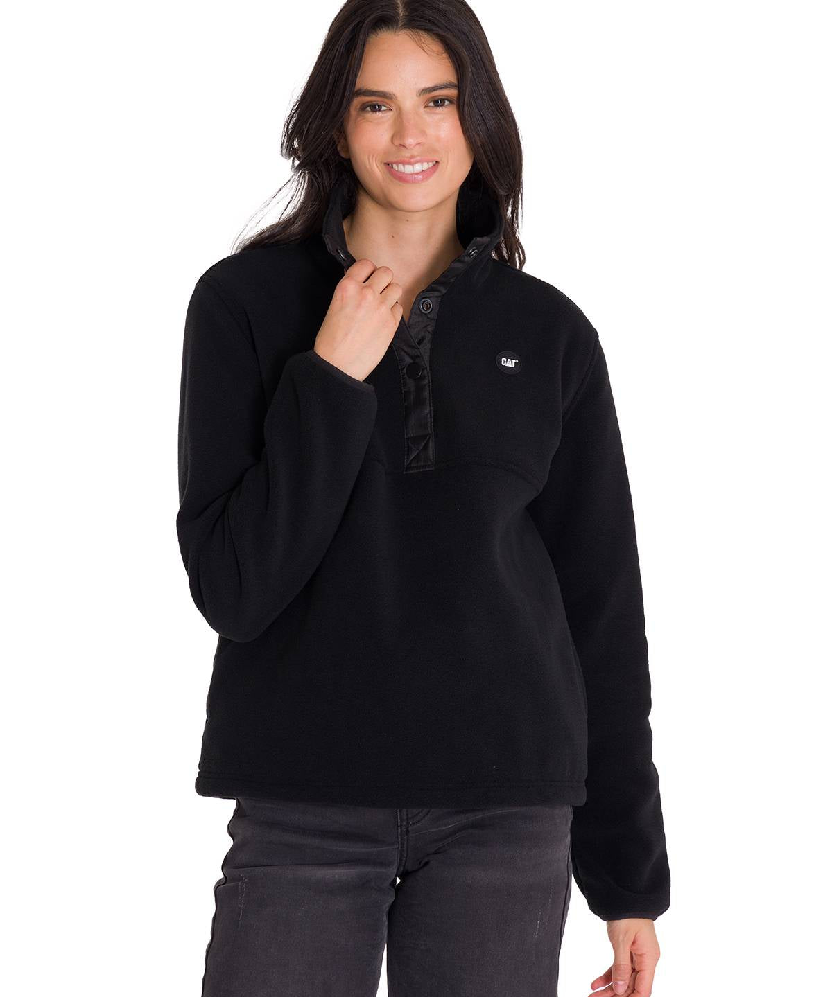 Saco  Polar Fleece Half Para Mujer Color Negro-1