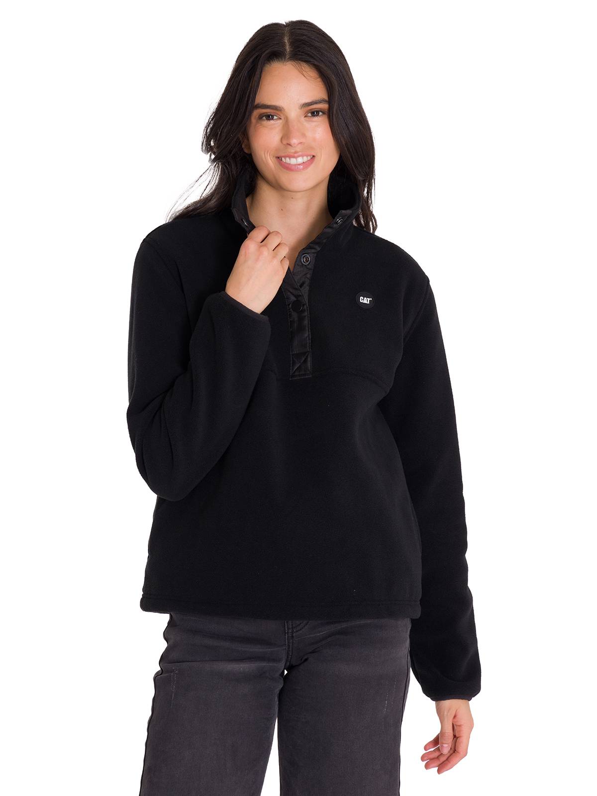 Saco  Polar Fleece Half Para Mujer Color Negro-1