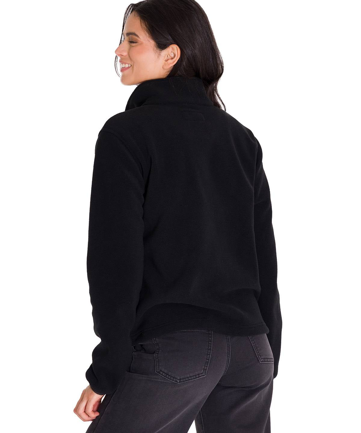 Saco  Polar Fleece Half Para Mujer Color Negro-3