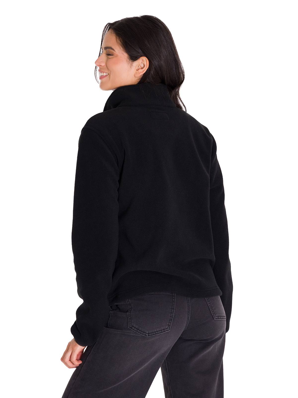 Saco  Polar Fleece Half Para Mujer Color Negro-3