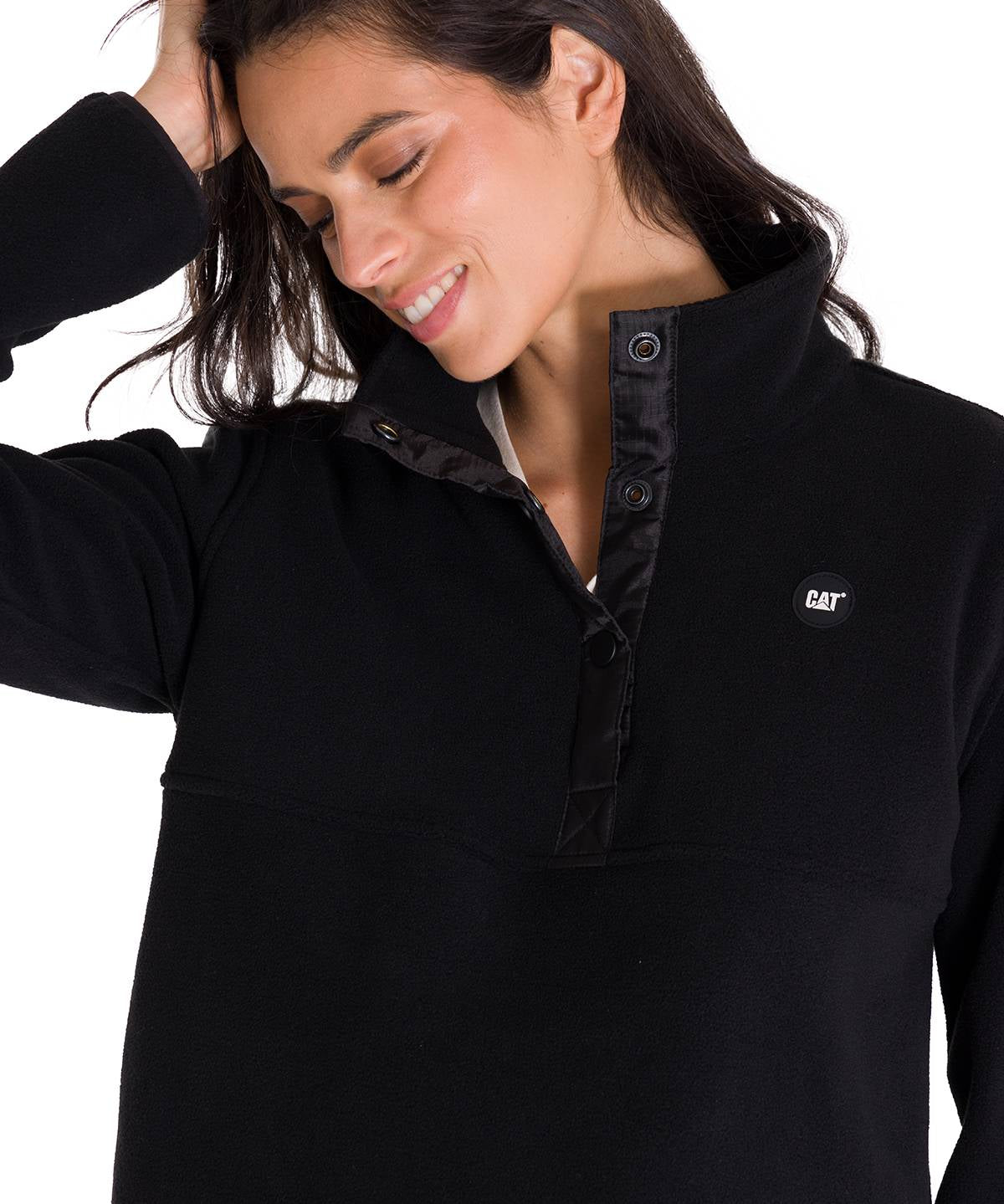 Saco  Polar Fleece Half Para Mujer Color Negro-4