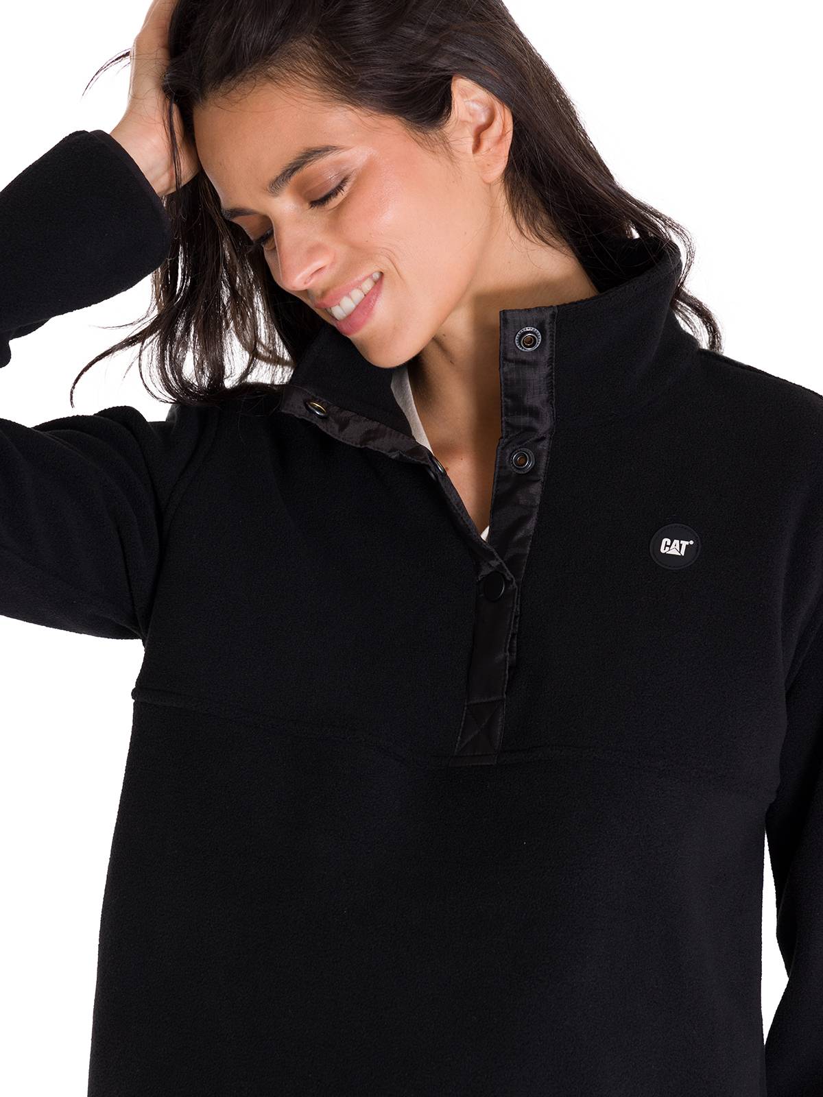 Saco  Polar Fleece Half Para Mujer Color Negro-4