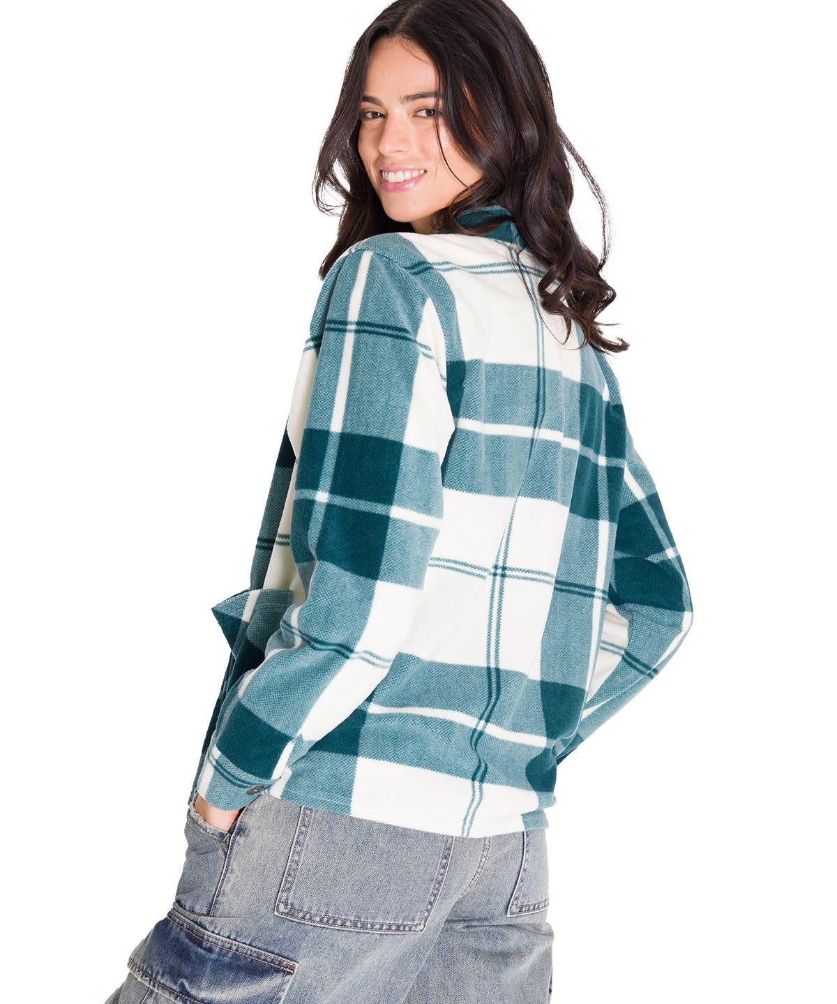 Saco Microfleece Shirt Para Mujer Color Verde-3