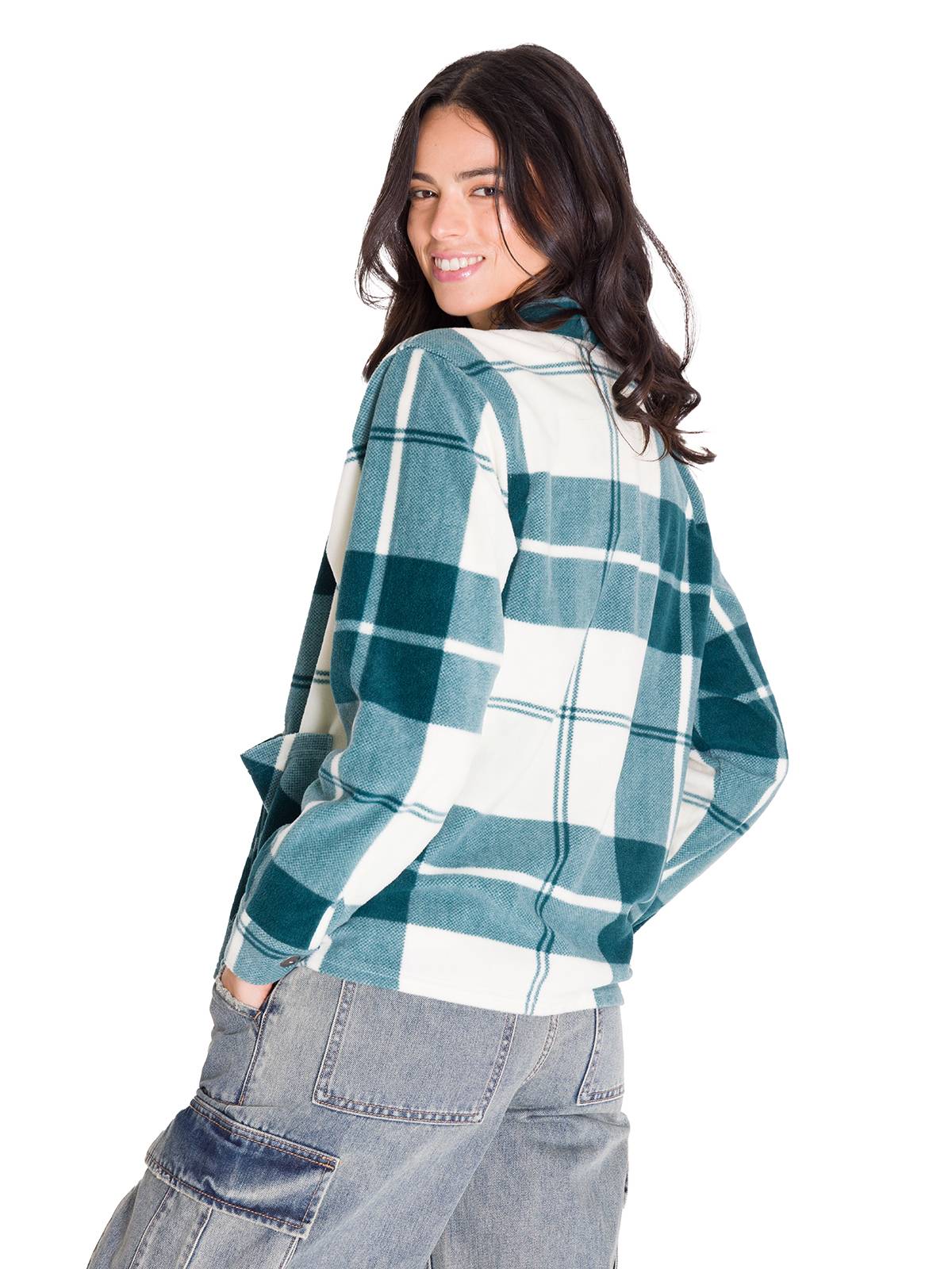 Saco Microfleece Shirt Para Mujer Color Verde-3