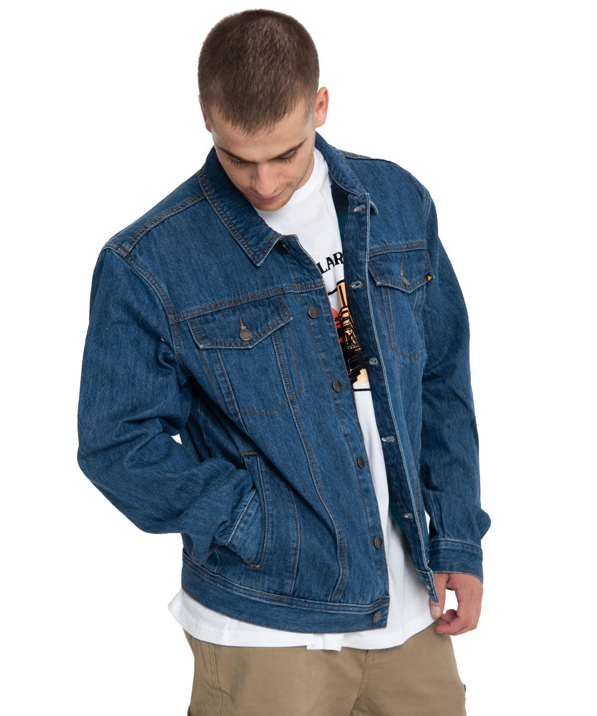 Chaqueta Flannel Lined Denim Para Hombre Color Azul-2