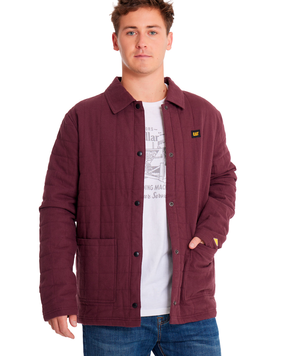 Chaqueta Quilted Flannel Snap Para Hombre Color Morado-1
