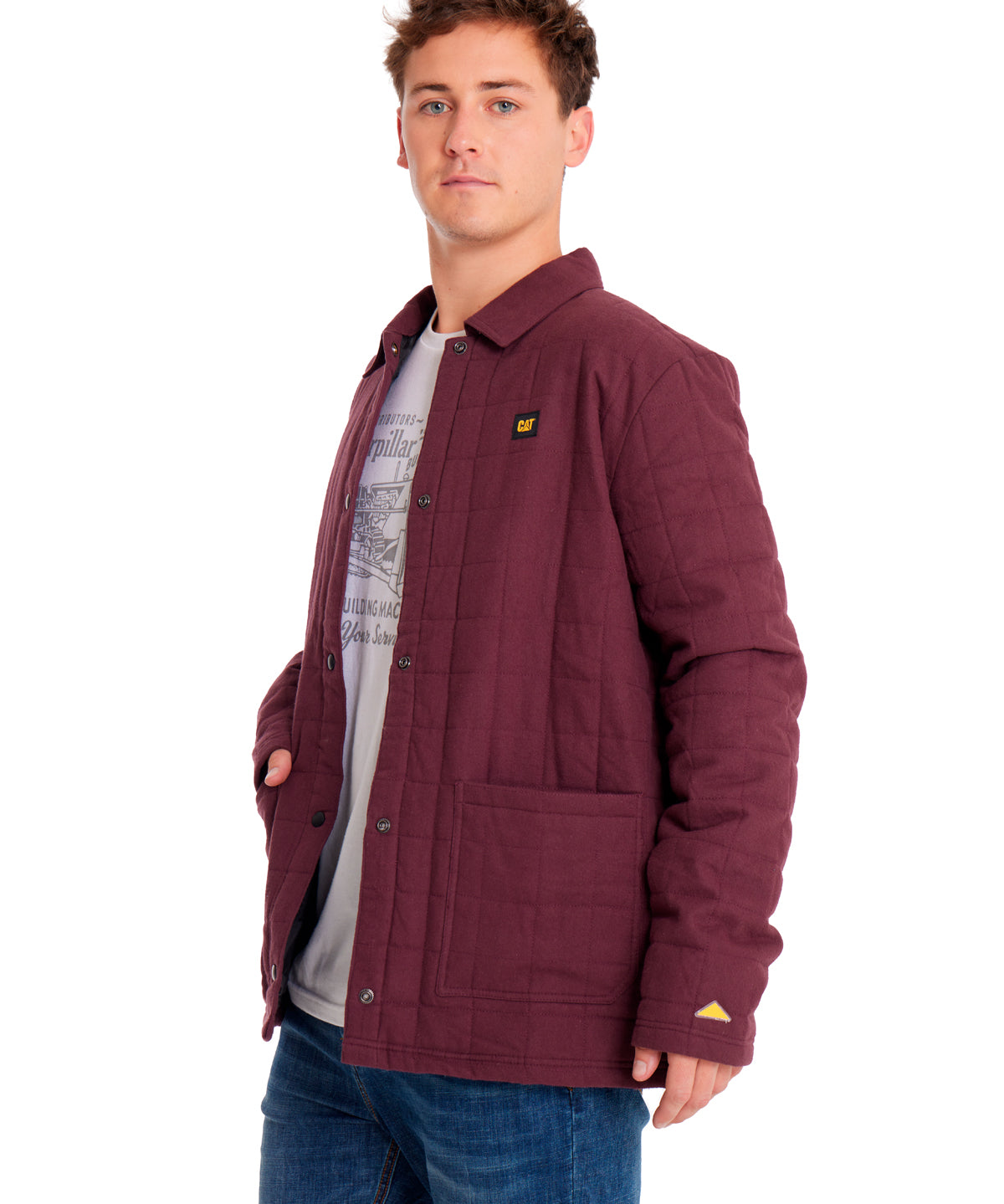 Chaqueta Quilted Flannel Snap Para Hombre Color Morado-2