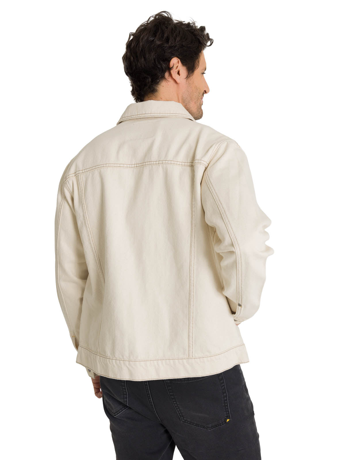 Chaqueta Denim Work  Para Hombre Color Beige-3