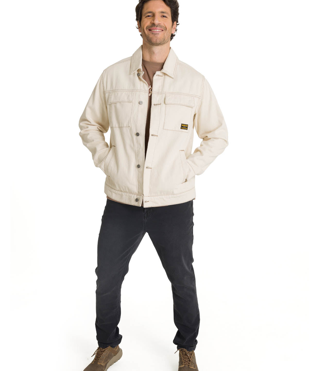 Chaqueta Denim Work  Para Hombre Color Beige-5