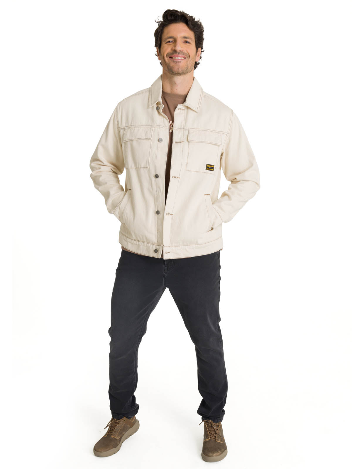 Chaqueta Denim Work  Para Hombre Color Beige-5