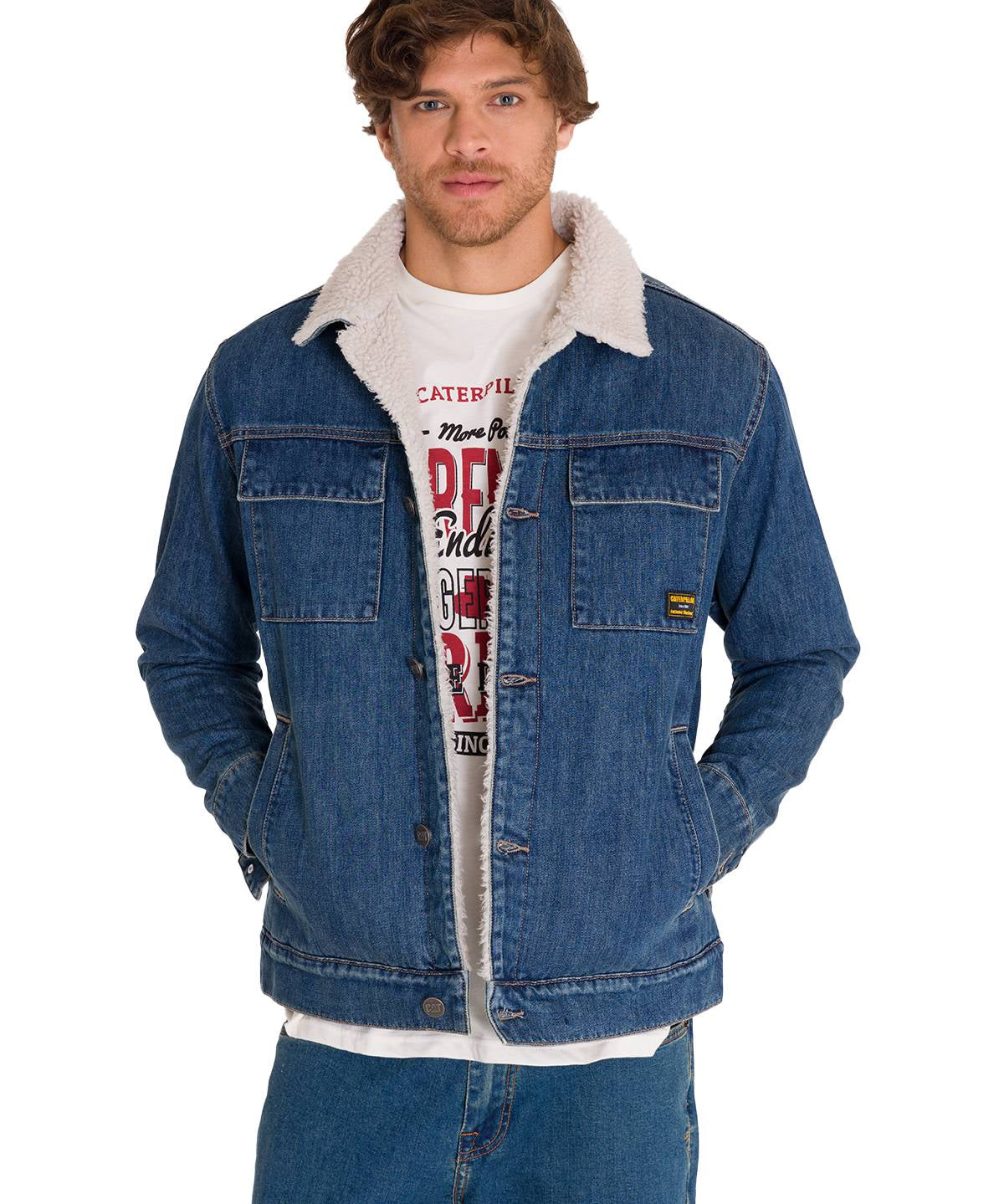 Chaqueta Denim Sherpa Lined Unisex Color Azul-1