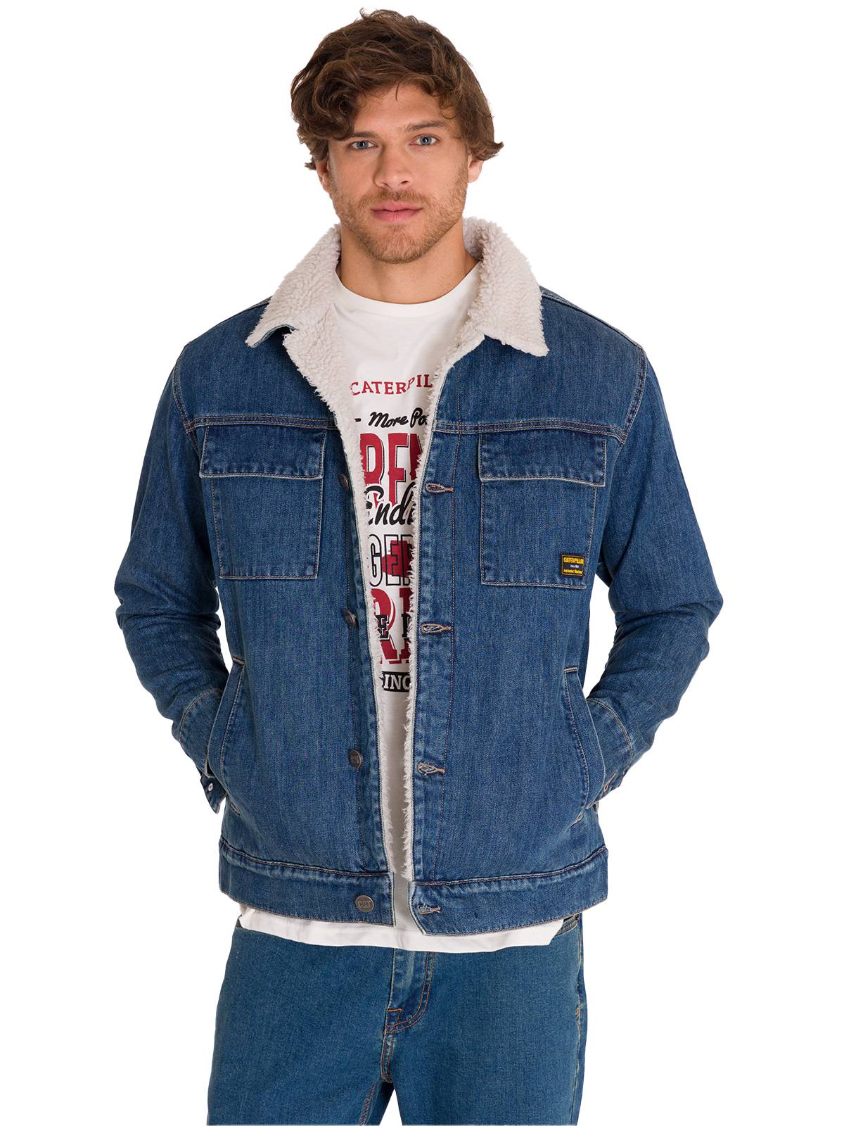 Chaqueta Denim Sherpa Lined Unisex Color Azul-1
