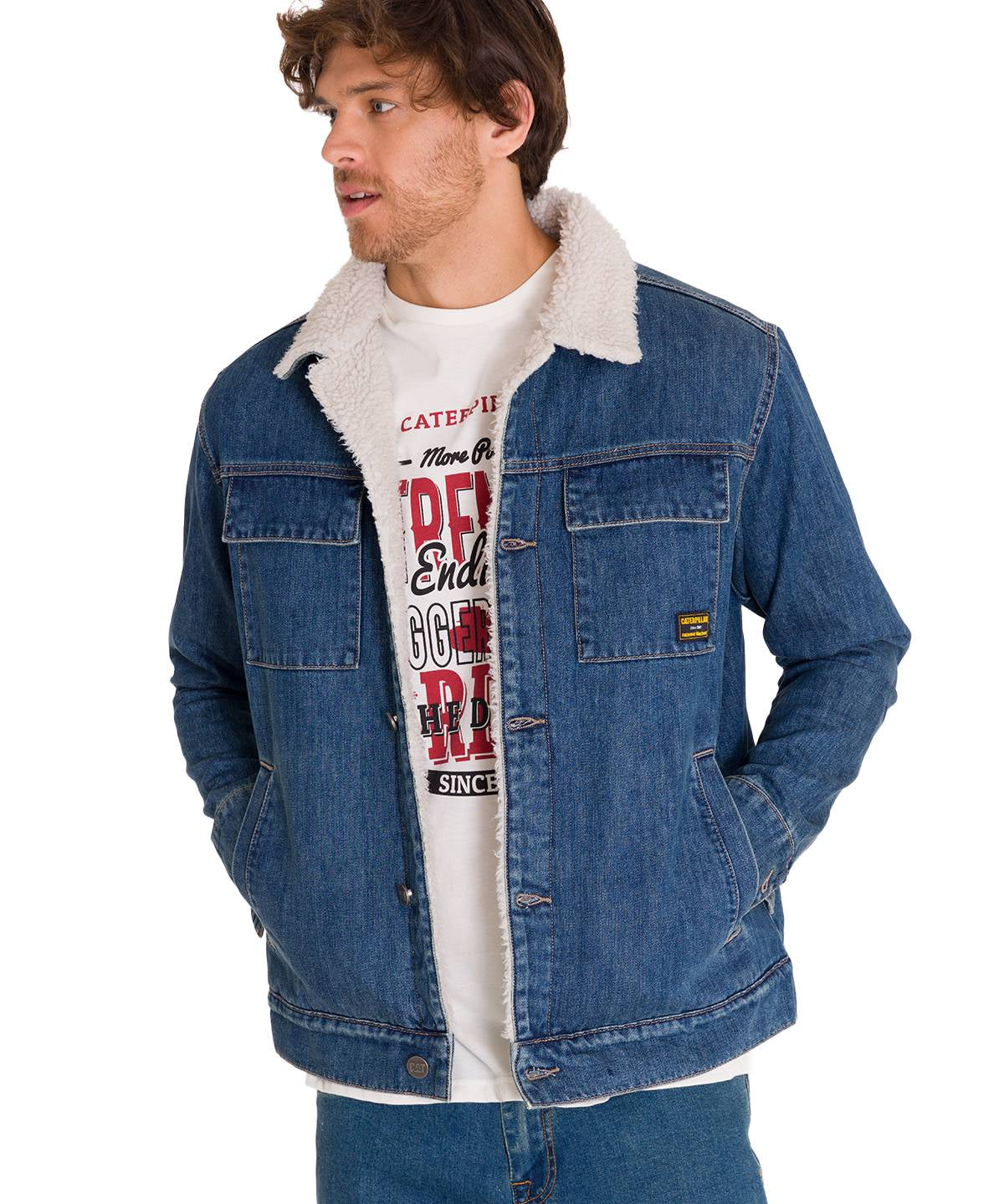 Chaqueta Denim Sherpa Lined Unisex Color Azul-2