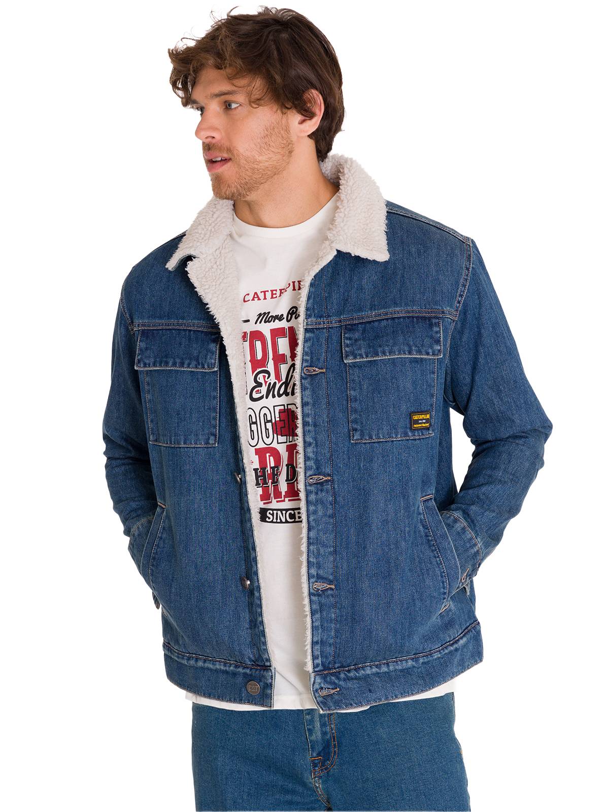 Chaqueta Denim Sherpa Lined Unisex Color Azul-2