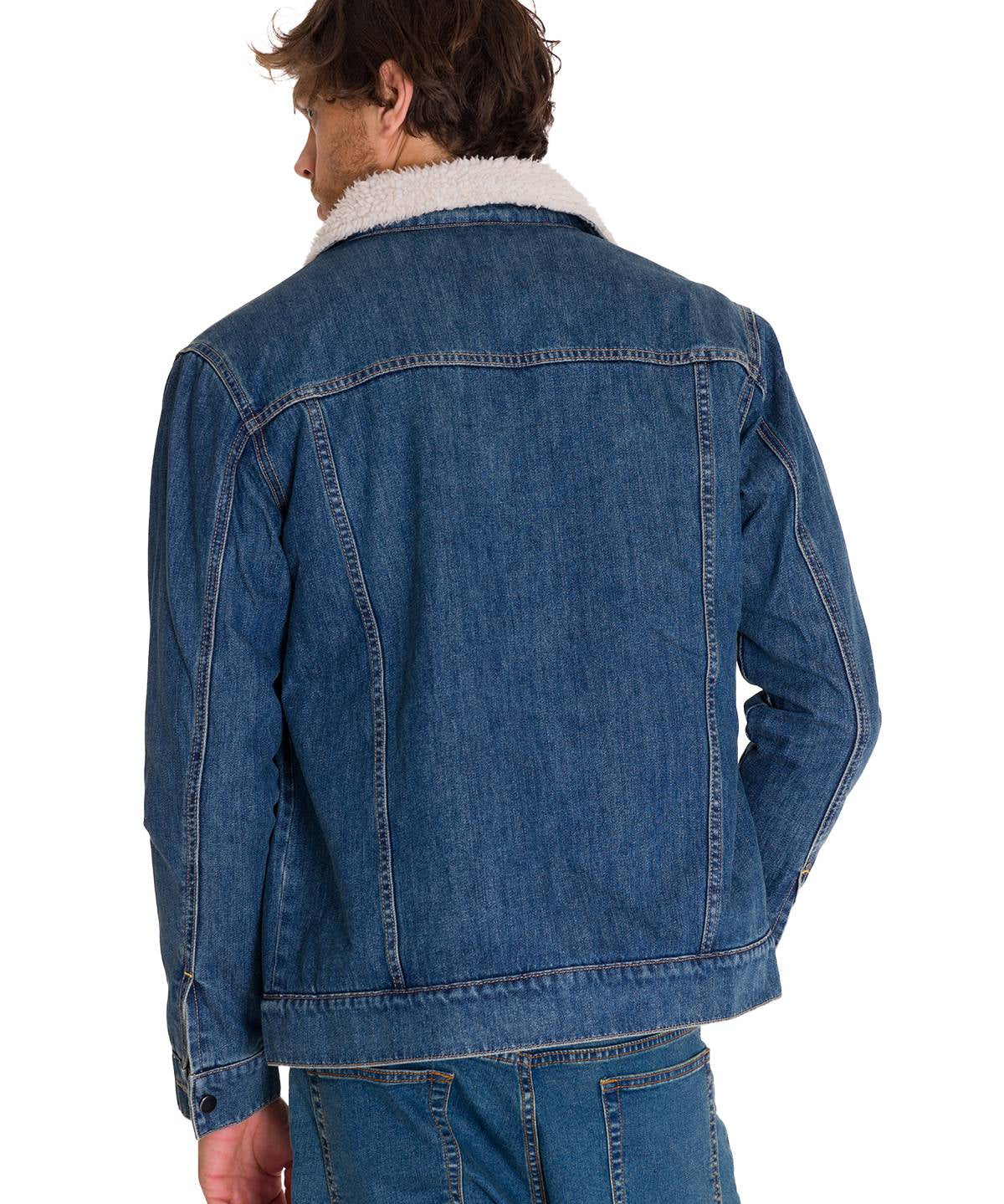 Chaqueta Denim Sherpa Lined Unisex Color Azul-3
