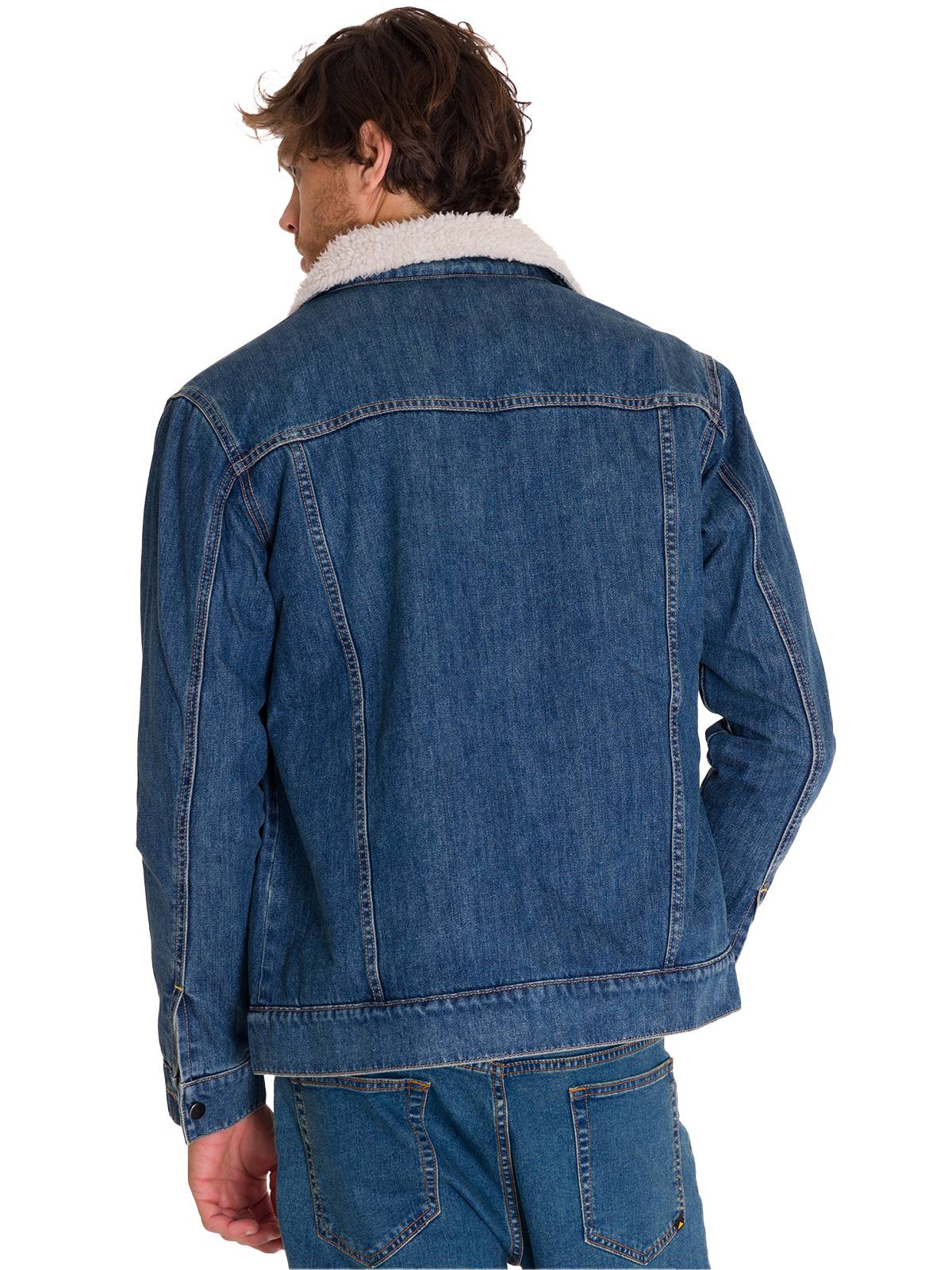 Chaqueta Denim Sherpa Lined Unisex Color Azul-3