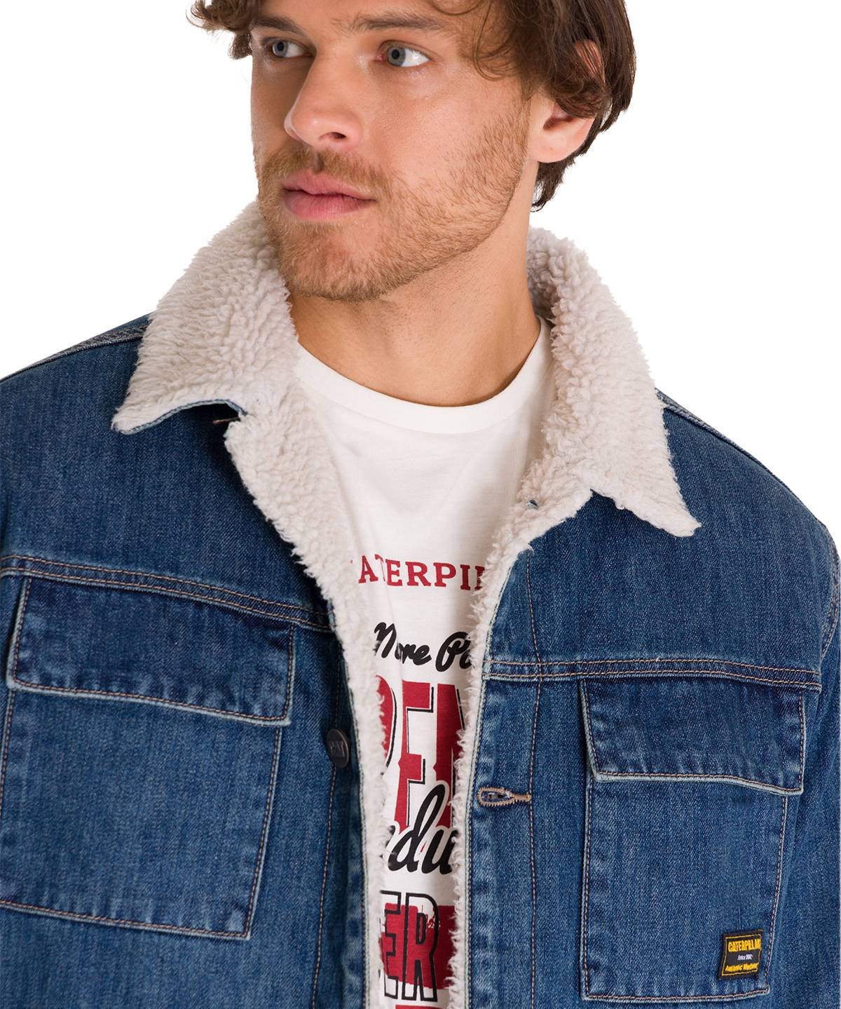 Chaqueta Denim Sherpa Lined Unisex Color Azul-4