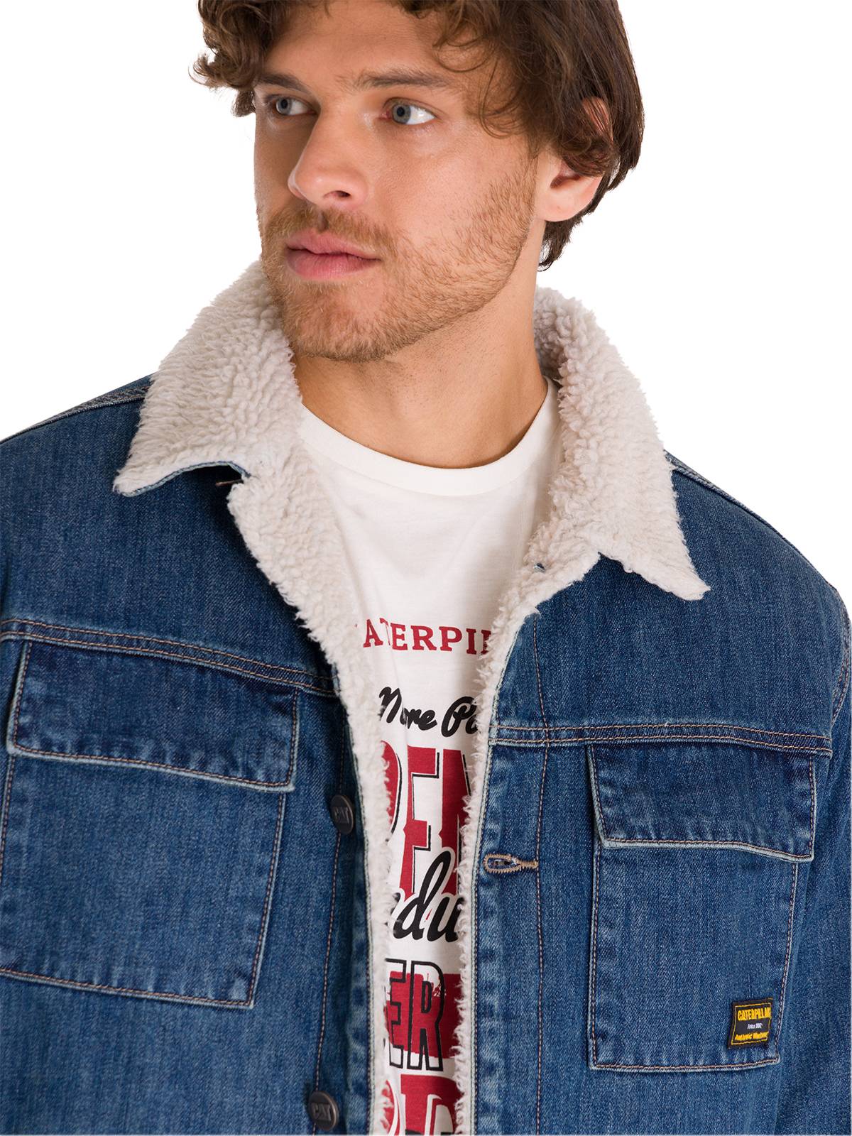 Chaqueta Denim Sherpa Lined Unisex Color Azul-4