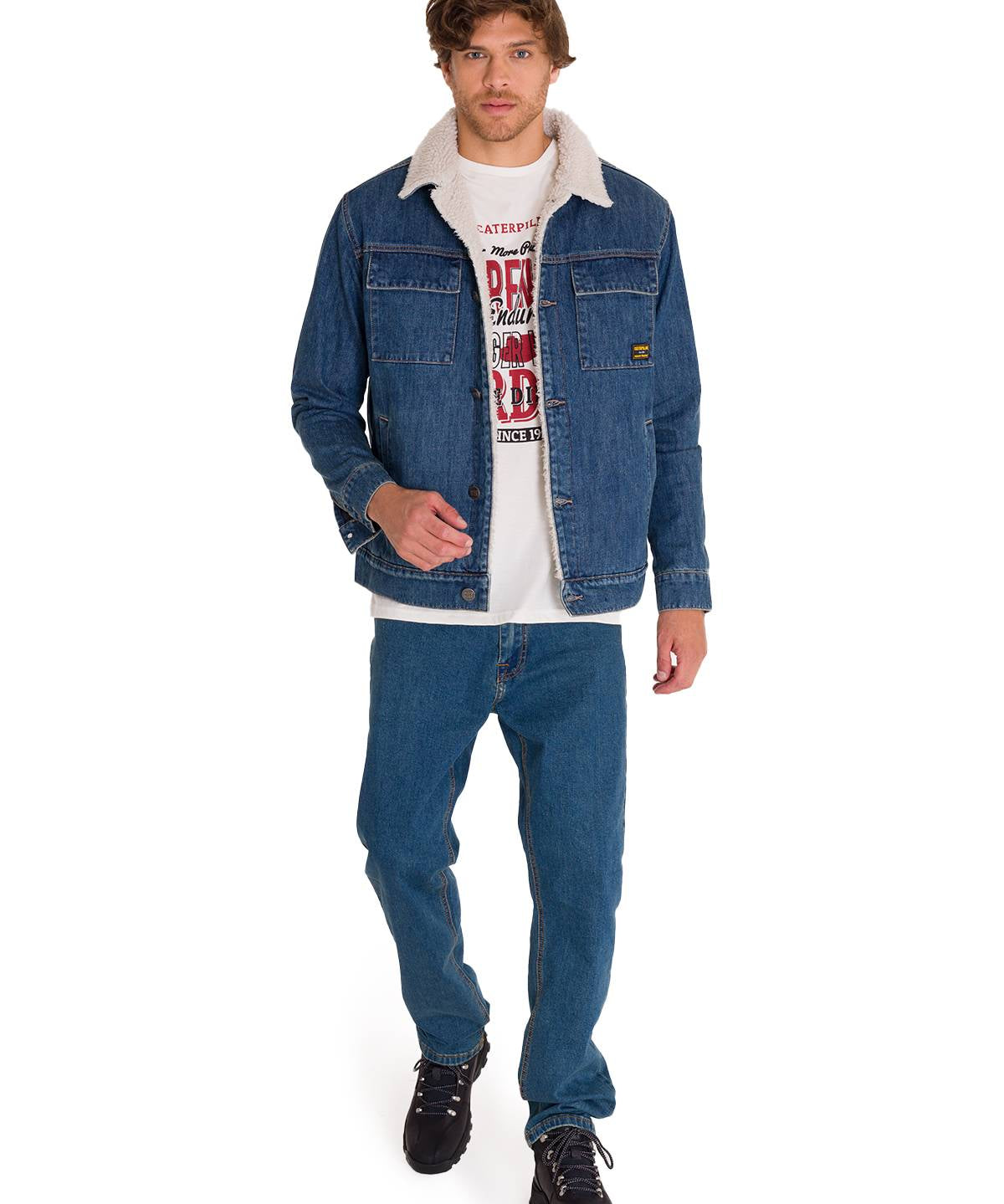 Chaqueta Denim Sherpa Lined Unisex Color Azul-5