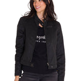 Chaqueta W Waxed Moto Para Mujer Color Negro-1