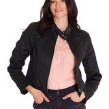 Chaqueta W Waxed Moto Para Mujer Color Negro-3