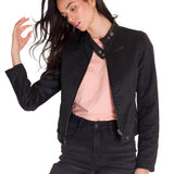 Chaqueta W Waxed Moto Para Mujer Color Negro-4