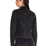 Chaqueta W Waxed Moto Para Mujer Color Negro-5