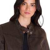 Chaqueta W Waxed Moto Para Mujer Color Café-4
