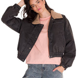 Chaqueta Waxed Twill Cropped Mujer Color Gris-2