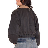 Chaqueta Waxed Twill Cropped Mujer Color Gris-3