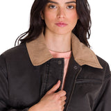 Chaqueta Waxed Twill Cropped Mujer Color Gris-4