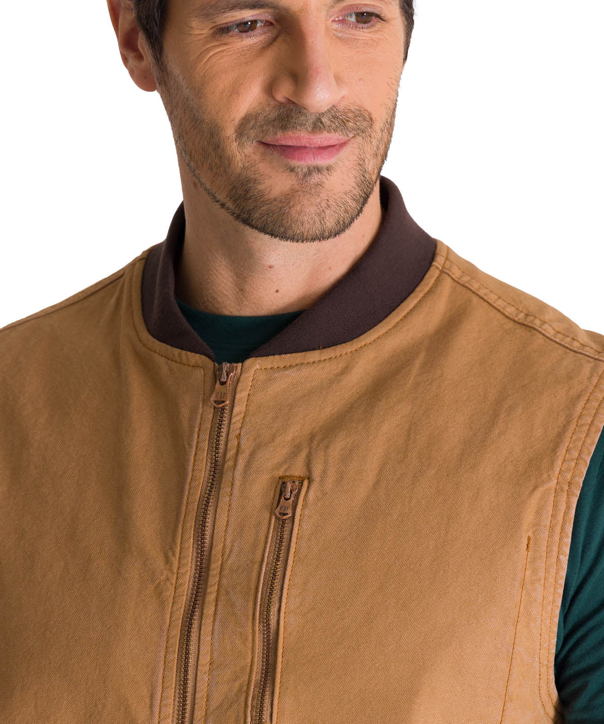 Chaleco Utility Unlined Zip Para Hombre Color Café-4