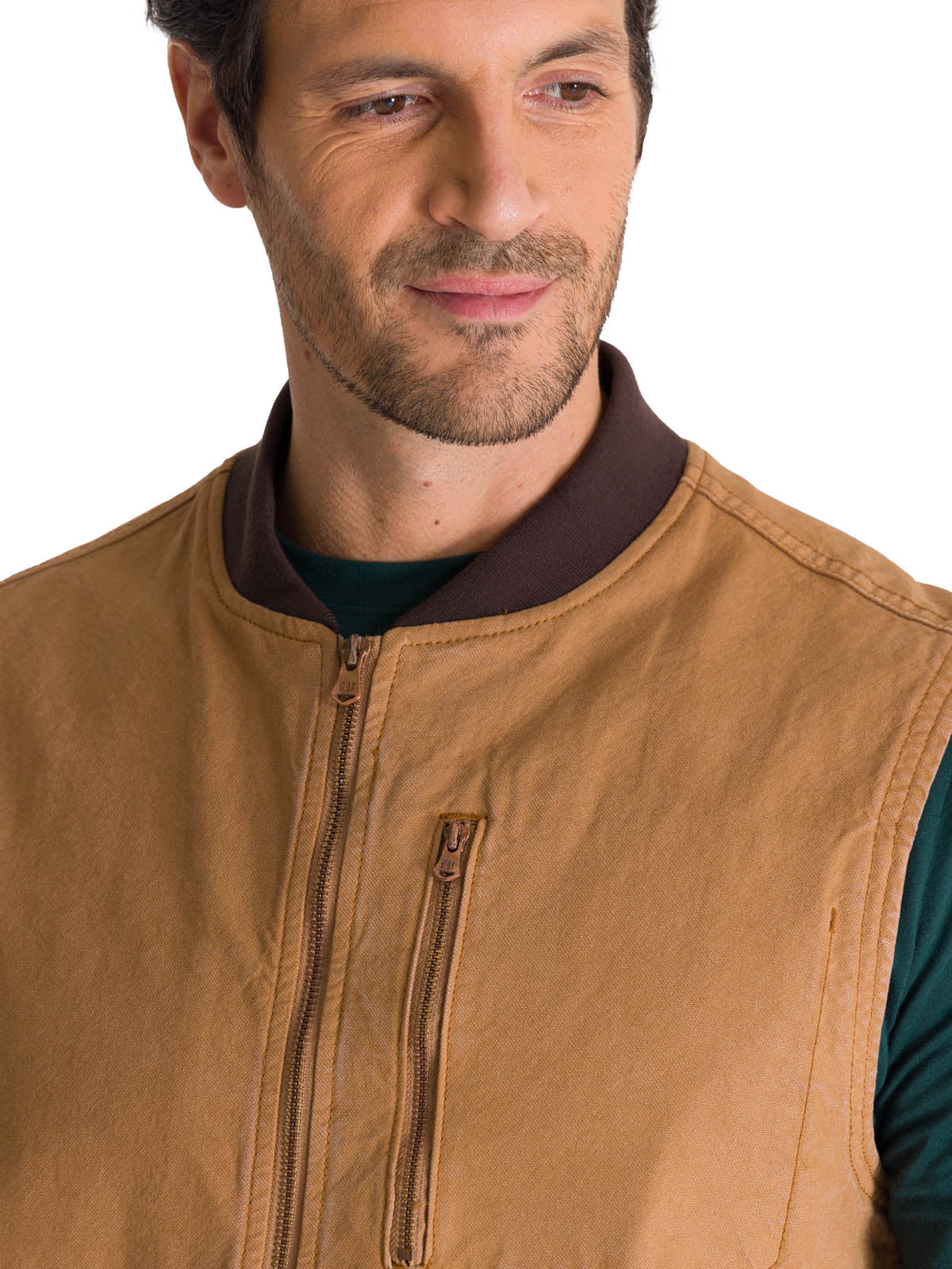 Chaleco Utility Unlined Zip Para Hombre Color Café-4