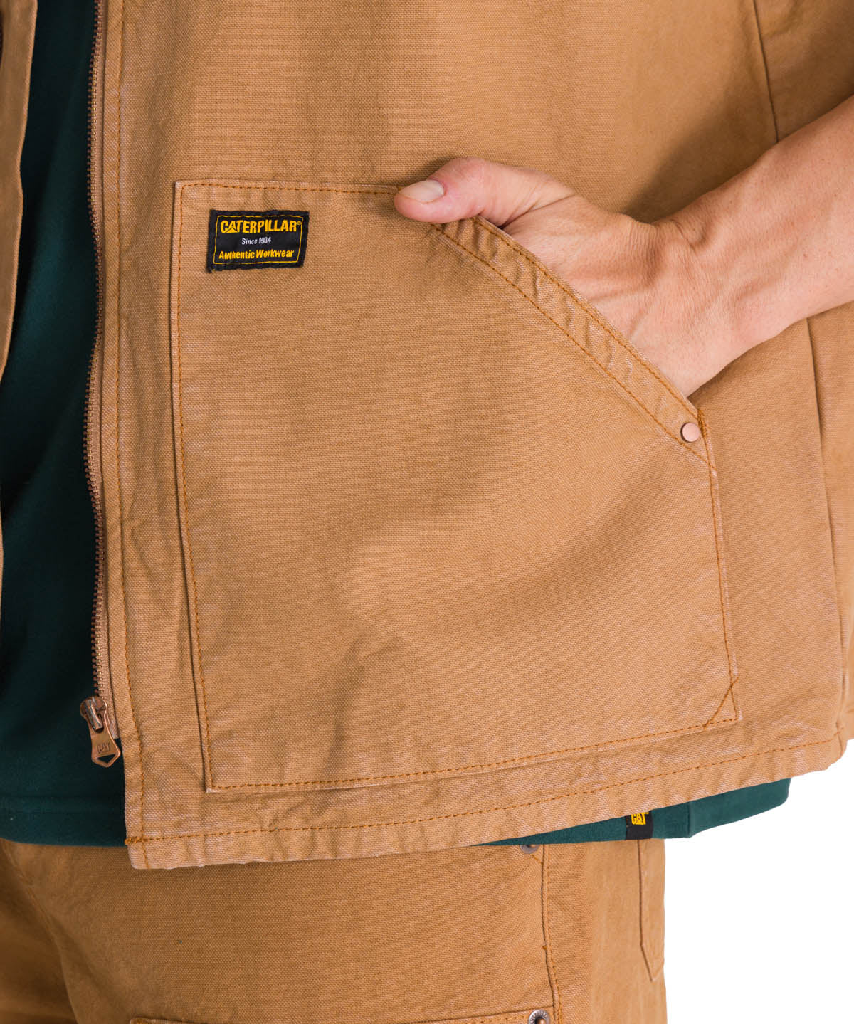 Chaleco Utility Unlined Zip Para Hombre Color Café-5