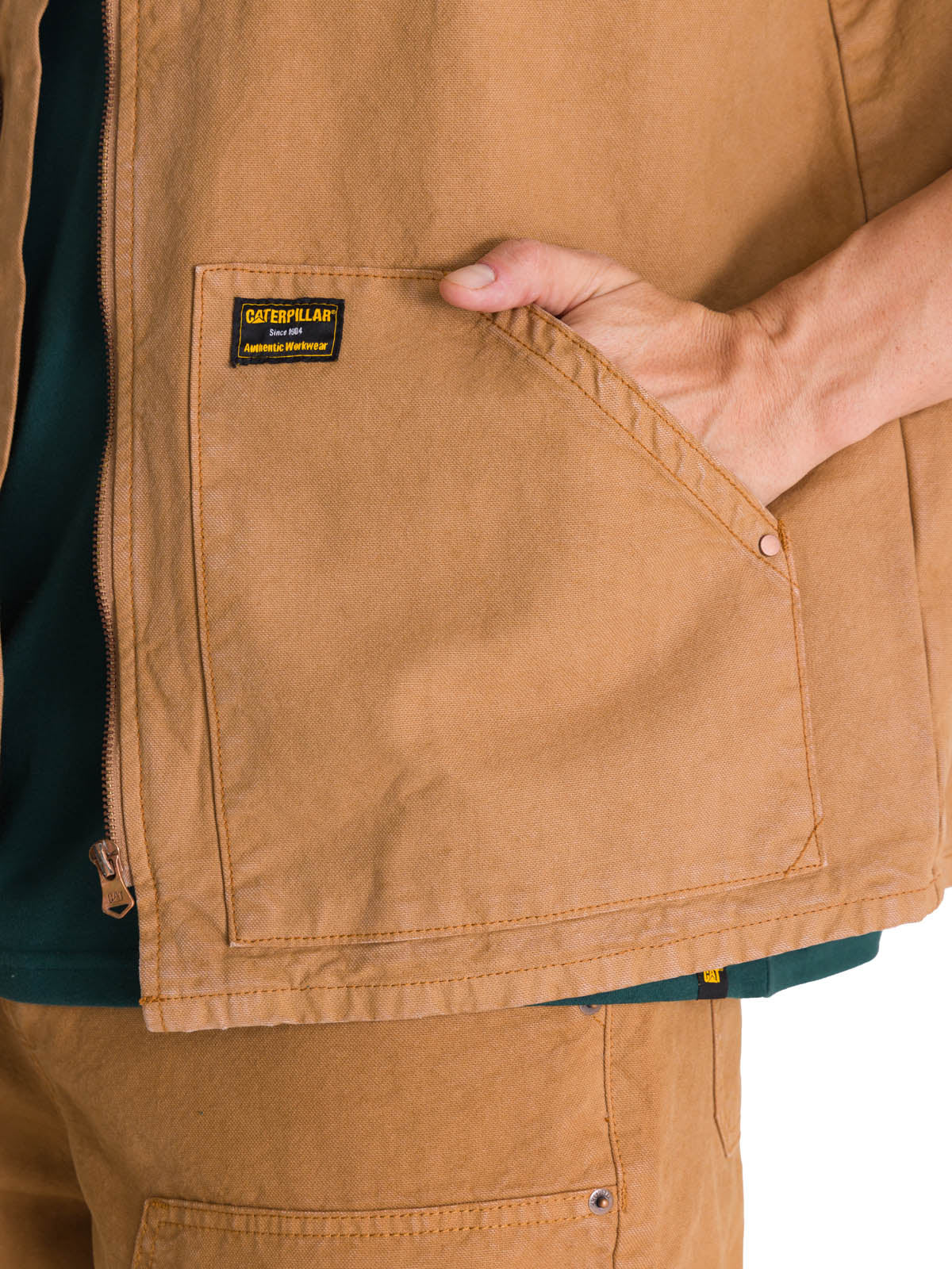 Chaleco Utility Unlined Zip Para Hombre Color Café-5