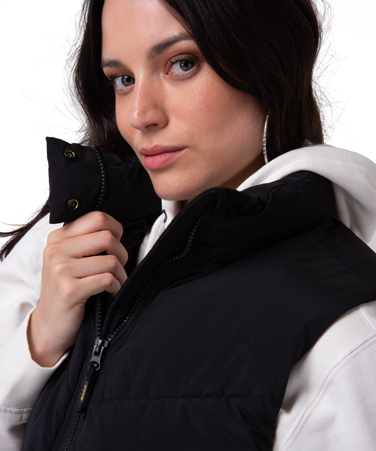 Chaleco Cropped Puffer Vest Mujer Color Negro-3
