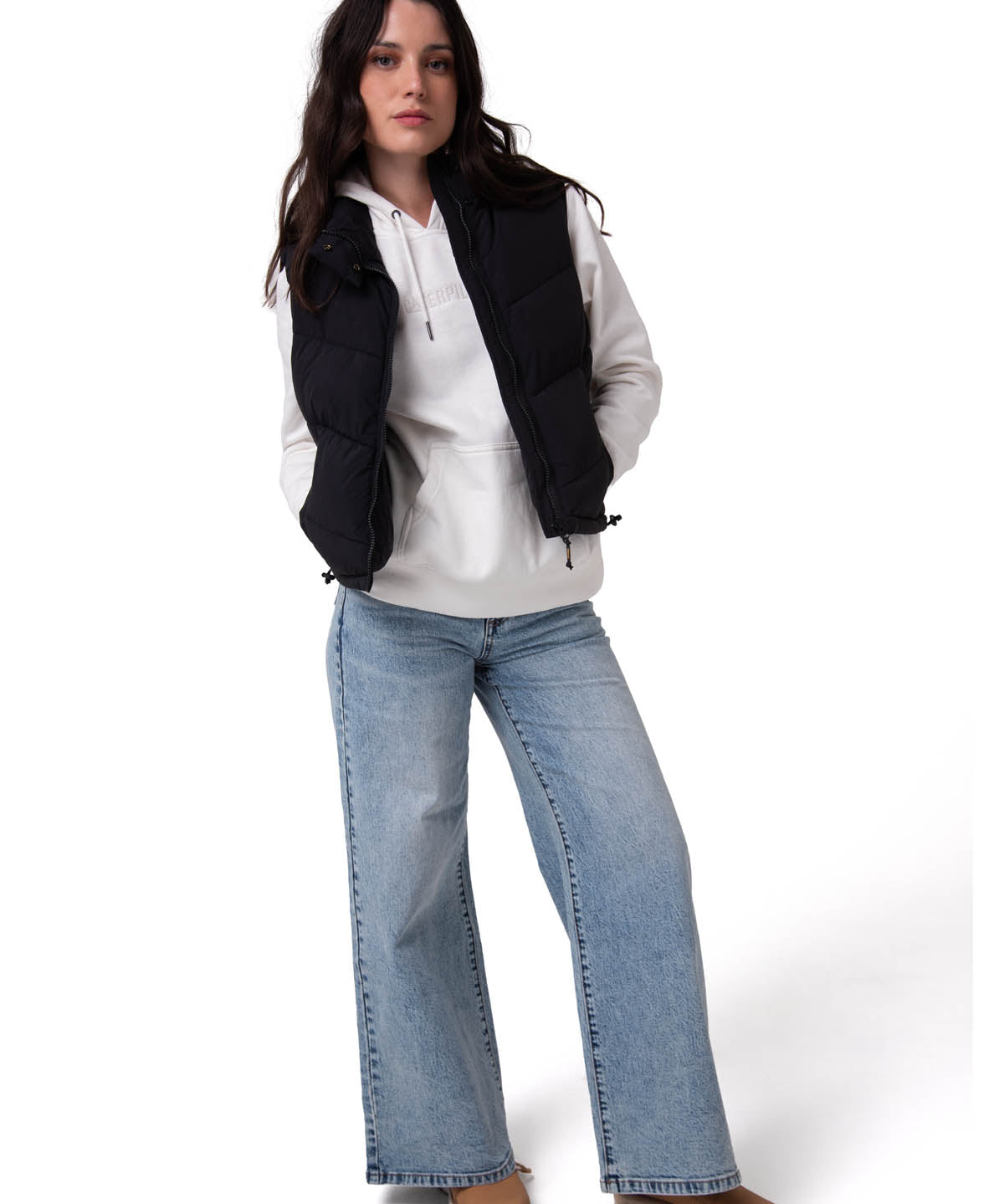 Chaleco Cropped Puffer Vest Mujer Color Negro-4