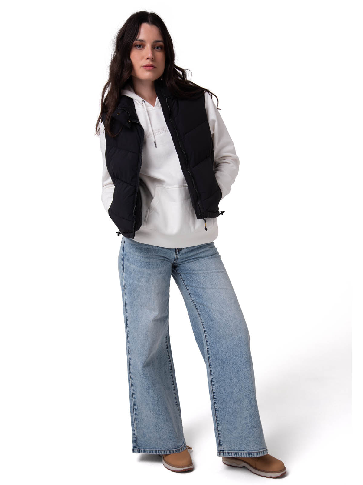 Chaleco Cropped Puffer Vest Mujer Color Negro-4