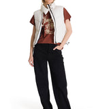 Chaleco  Cropped Puffer Vest Para Mujer Color Blanco-5