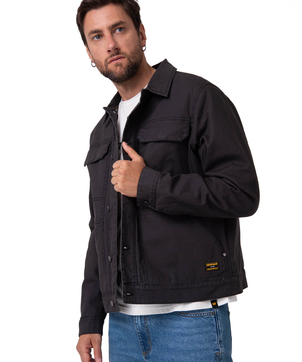 Chaqueta Canvas Flannel Lined Hombre Color Negro-1