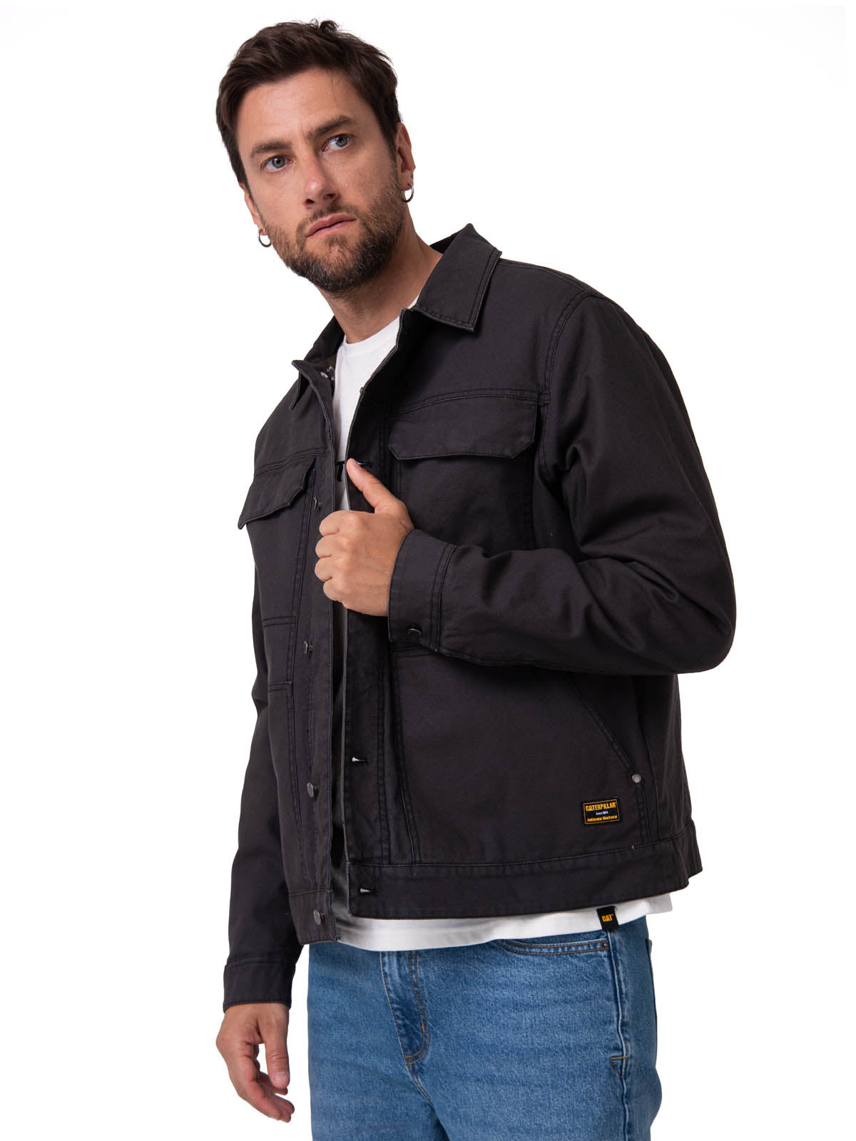 Chaqueta Canvas Flannel Lined Hombre Color Negro-1