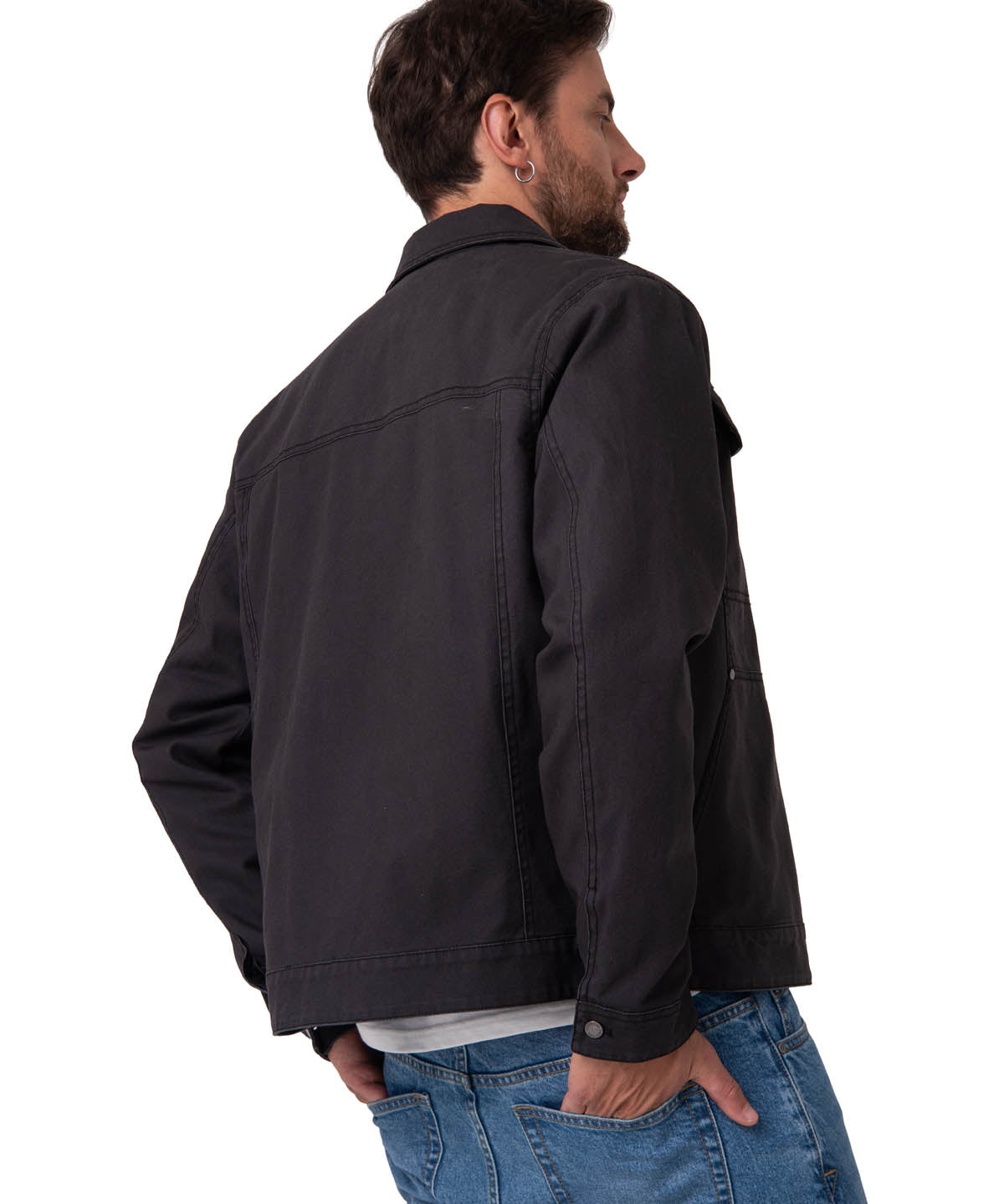 Chaqueta Canvas Flannel Lined Hombre Color Negro-2