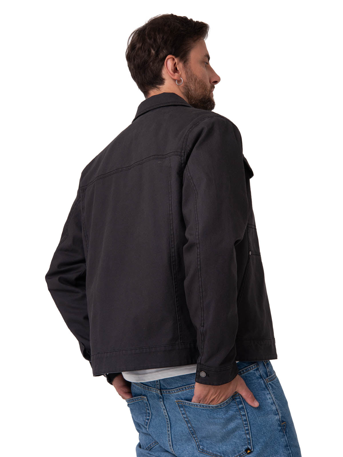 Chaqueta Canvas Flannel Lined Hombre Color Negro-2