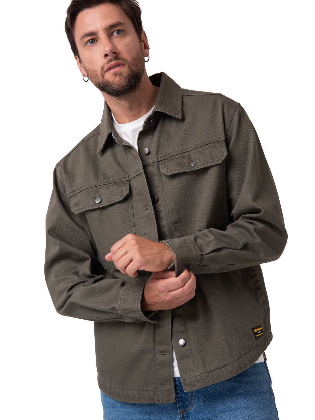 Chaqueta Twill Overshirt Hombre Color Verde-1
