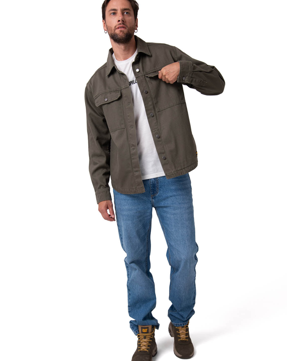 Chaqueta Twill Overshirt Hombre Color Verde-4
