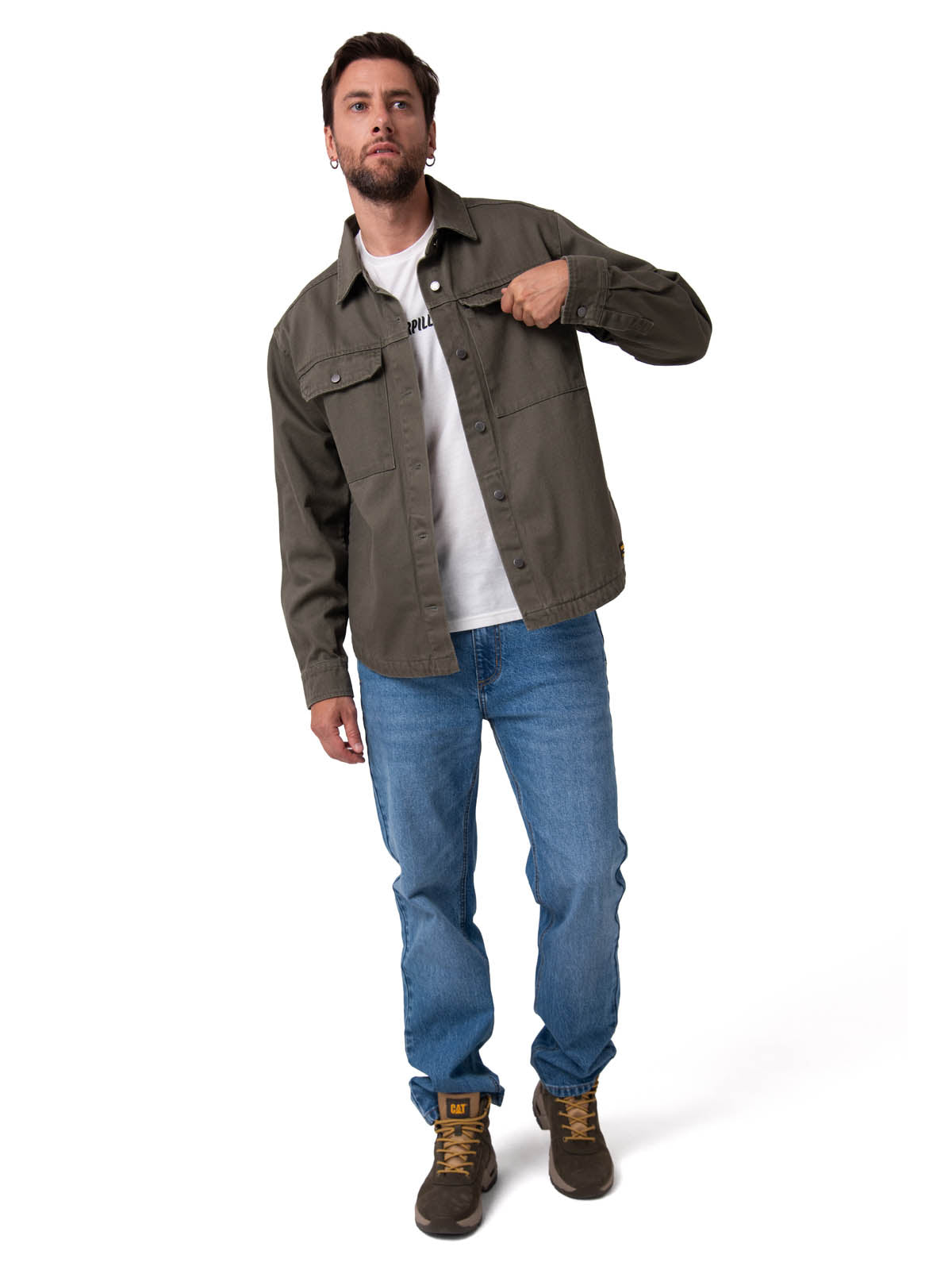 Chaqueta Twill Overshirt Hombre Color Verde-4