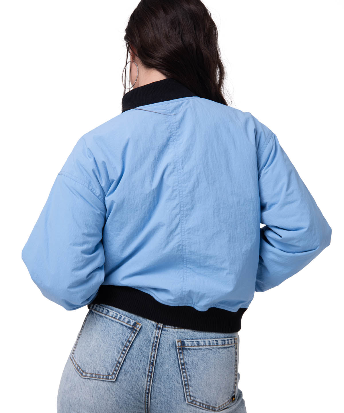 Chaqueta Nylon Bomber Jacke Mujer Color Celeste-3