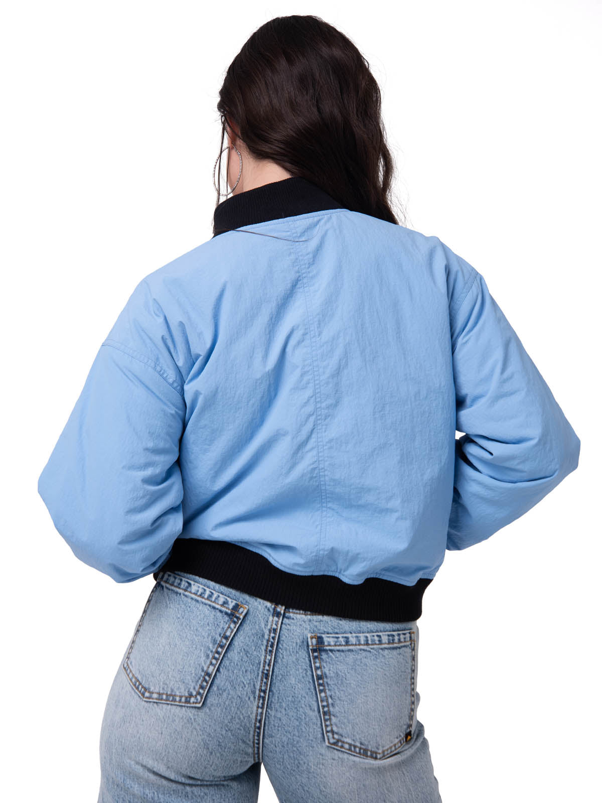 Chaqueta Nylon Bomber Jacke Mujer Color Celeste-3